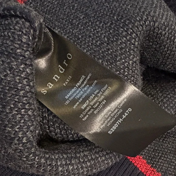 Sandro Paris plaid sweater with embellished neckline